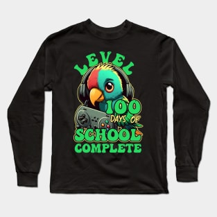 Level 100 Days Of School Complete Gamer Video Games Parrot Long Sleeve T-Shirt